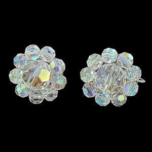 Vintage CORO Aurora Borealis Beaded Clip on earrings